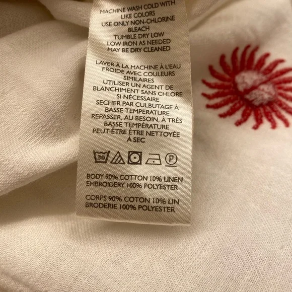 Free people White Dress with Red Floral Embroidery size XS oversized - Picture 9 of 10